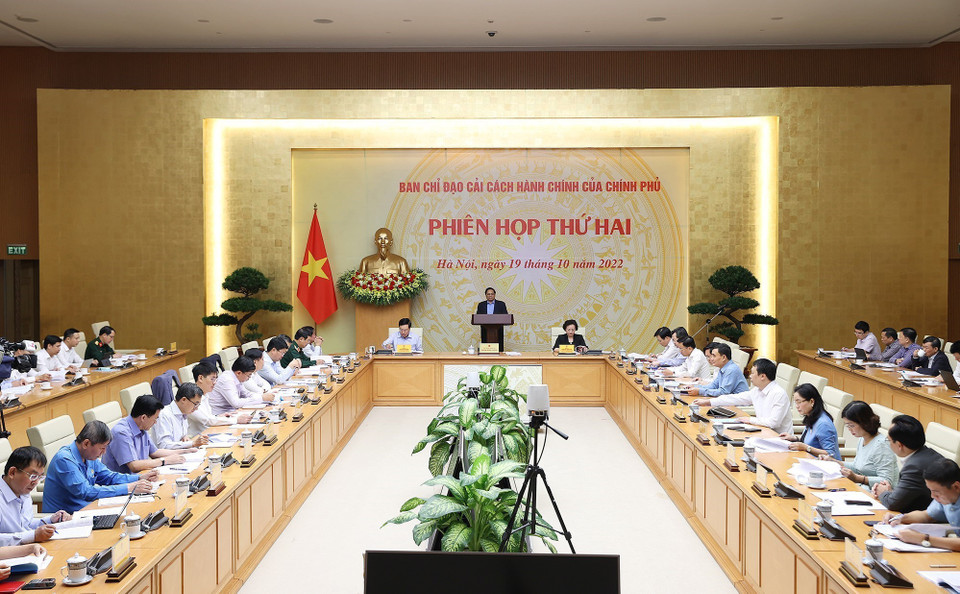 Quang cảnh phiên họp thứ hai Ban chỉ đạo cải cách thủ tục hành chính. (Ảnh: Dương Giang/TTXVN)