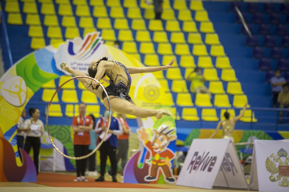 Bài thi của vận động viên Kiatthawironchai Lucksika (Thái Lan). (Ảnh: Phạm Tuấn Anh/TTXVN)