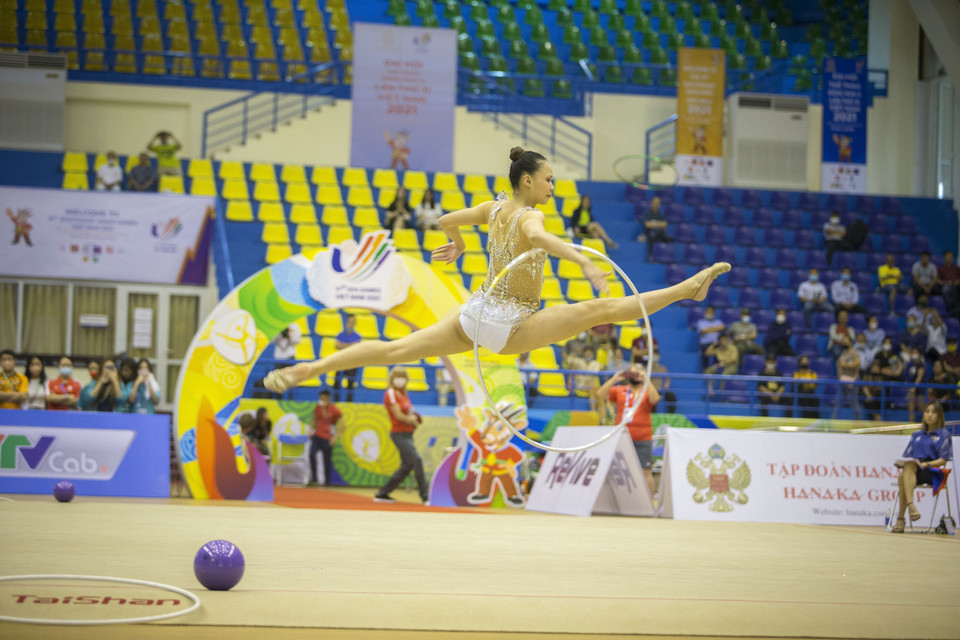 Bài thi của vận động viên Chew Leah (Singapore). (Ảnh: Phạm Tuấn Anh/TTXVN)