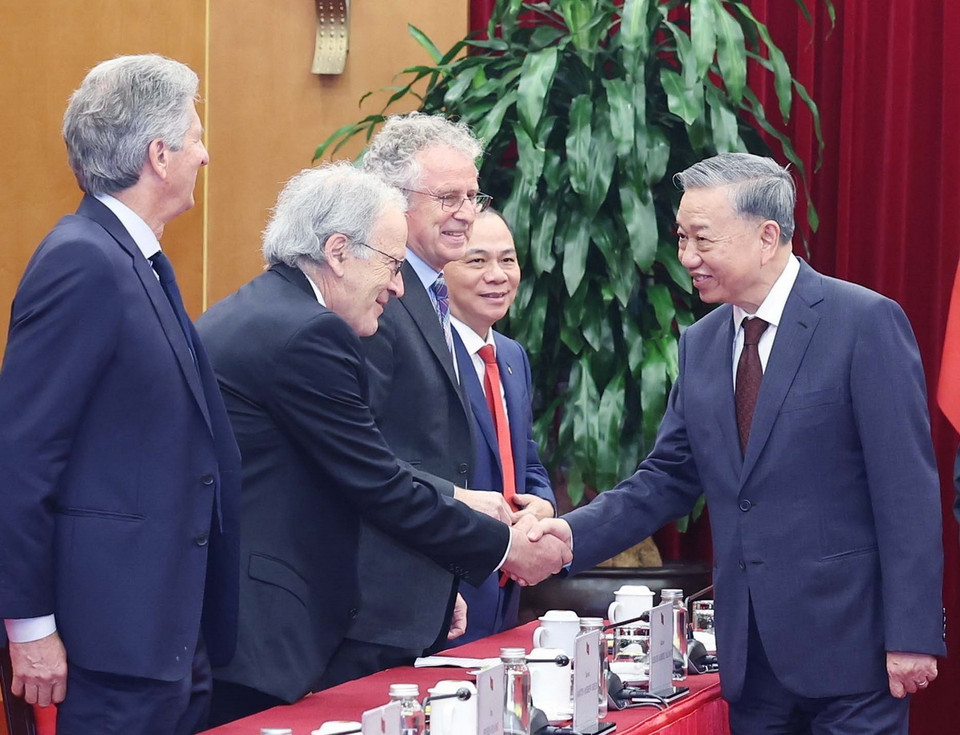 Tổng Bí thư Tô Lâm và các đại biểu. (Ảnh: Thống Nhất/TTXVN)