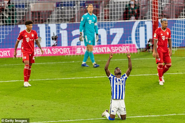 Tuy nhiên, Hertha Berlin đã vùng lên mạnh mẽ và có bàn rút ngắn tỷ số 1-2 của Jhon Cordoba ở phút 59. (Nguồn: Getty Images)