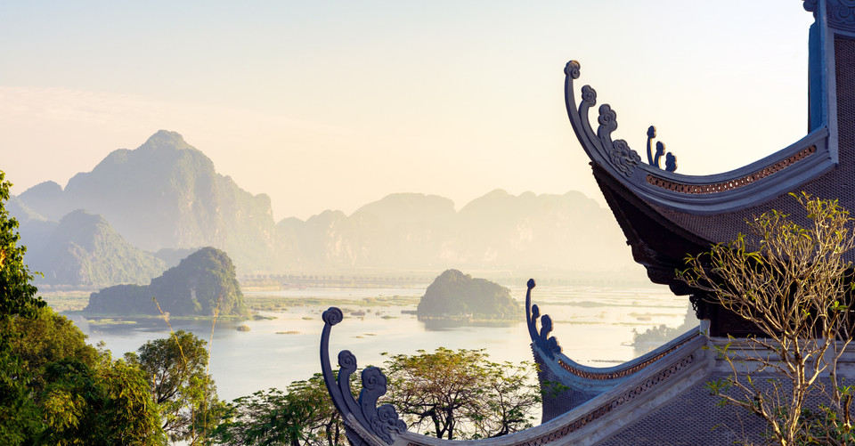 Một góc chùa Tam Chúc nhìn từ trên cao. (Ảnh: Đại Nghĩa/TTXVN)