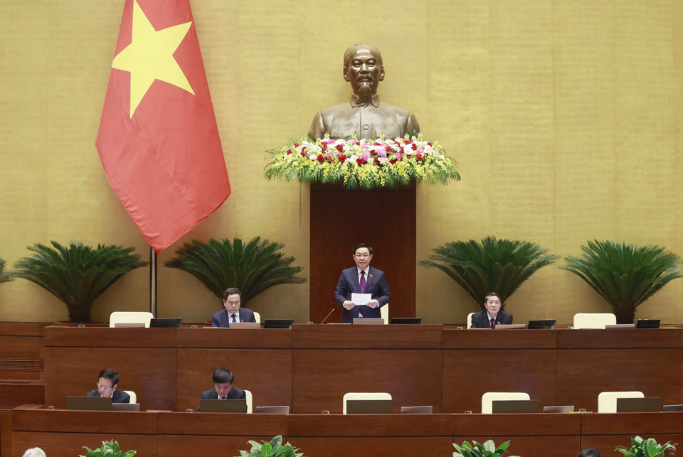 Chủ tịch Quốc hội Vương Đình Huệ phát biểu. (Ảnh: Doãn Tấn/TTXVN)