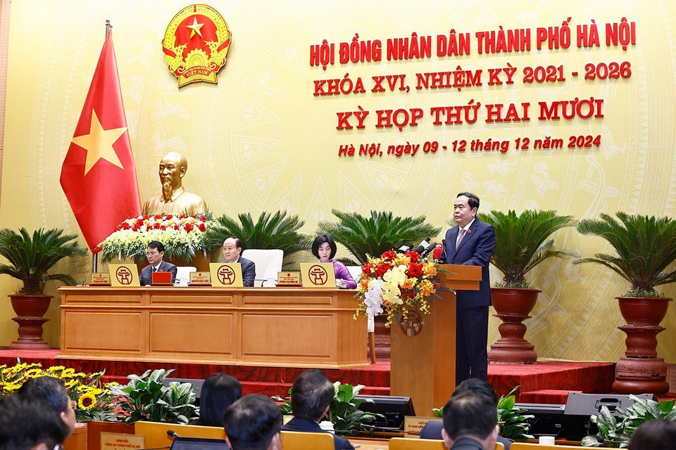 Chủ tịch Quốc hội Trần Thanh Mẫn phát biểu. (Ảnh: Doãn Tấn/TTXVN)