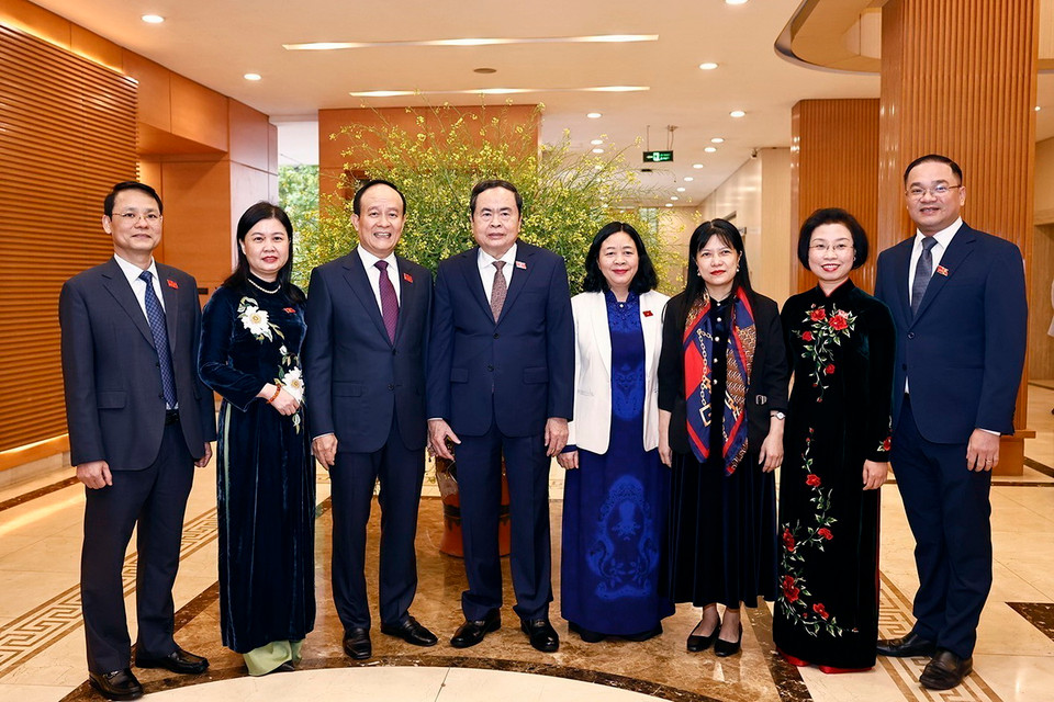 Chủ tịch Quốc hội Trần Thanh Mẫn và đại biểu dự khai mạc kỳ họp. (Ảnh: Doãn Tấn/TTXVN)