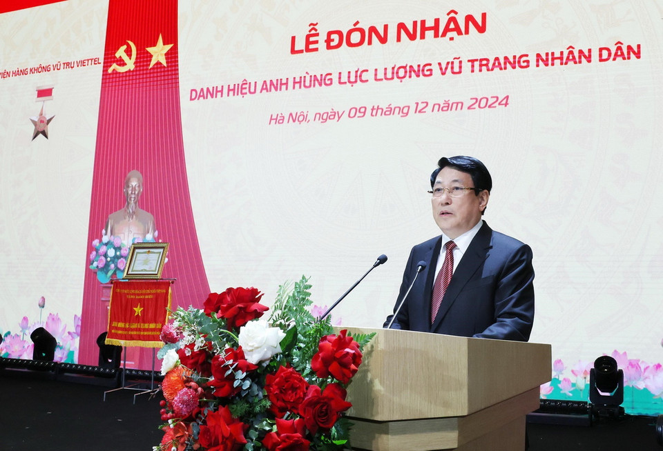 Chủ tịch nước Lương Cường phát biểu. (Ảnh: Lâm Khánh/ TTXVN)