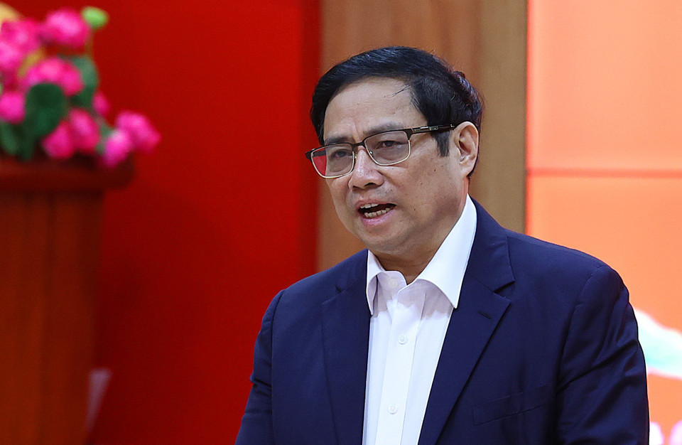 Thủ tướng Phạm Minh Chính phát biểu tại buổi làm việc với lãnh đạo chủ chốt tỉnh Khánh Hòa. (Ảnh: Dương Giang/TTXVN) 