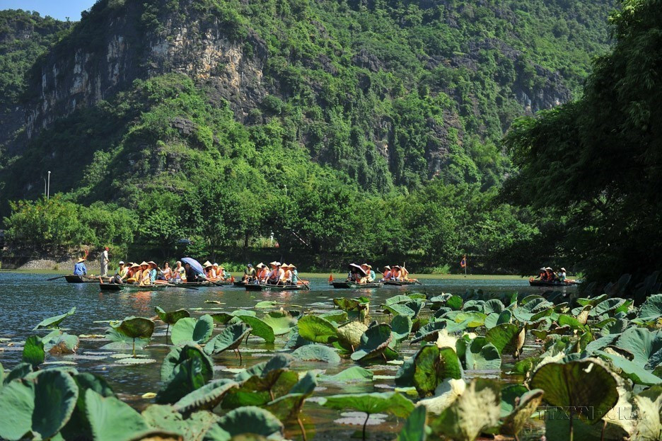 Vào mùa thu, Tràng An chìm trong một không gian thanh bình của sắc xanh. (Ảnh: Minh Đức/TTXVN)