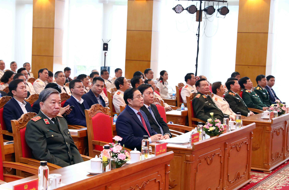 Thủ tướng Phạm Minh Chính và các đại biểu dự buổi lễ. (Ảnh: Phạm Kiên/TTXVN)