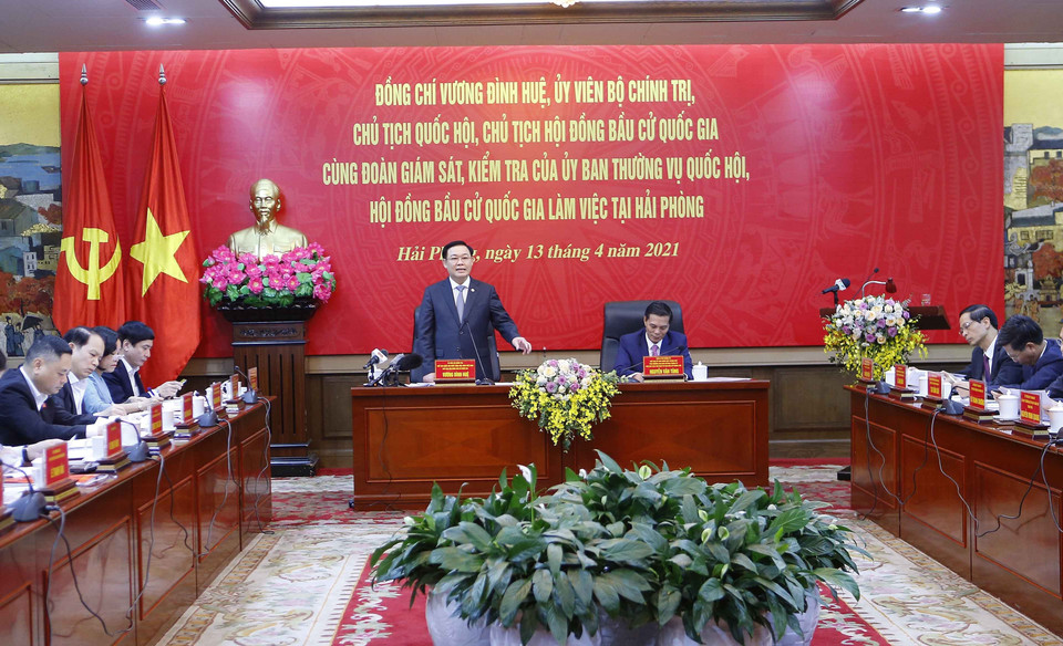 Chủ tịch Quốc hội Vương Đình Huệ phát biểu. (Ảnh: Doãn Tấn/TTXVN)