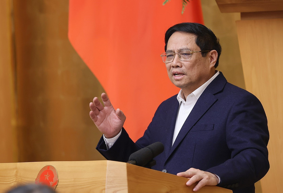 Thủ tướng Phạm Minh Chính kết luận Phiên họp Chính phủ chuyên đề xây dựng pháp luật tháng 12. (Ảnh: Dương Giang/TTXVN)