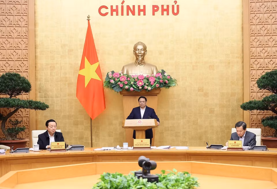 Thủ tướng Phạm Minh Chính kết luận Phiên họp Chính phủ chuyên đề xây dựng pháp luật tháng 12. (Ảnh: Dương Giang/TTXVN)