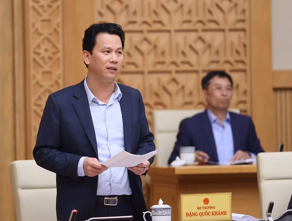 Bộ trưởng Bộ Tài nguyên và Môi trường Đặng Quốc Khánh phát biểu. (Ảnh: Dương Giang/TTXVN)