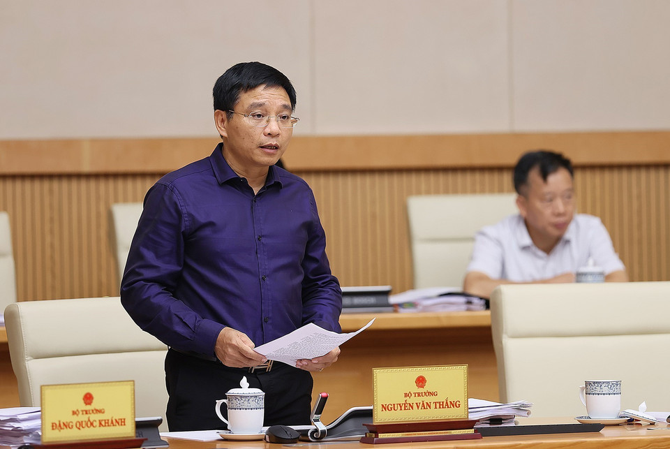 Bộ trưởng Bộ Giao thông Vận tải Nguyễn Văn Thắng phát biểu. (Ảnh: Dương Giang/TTXVN)