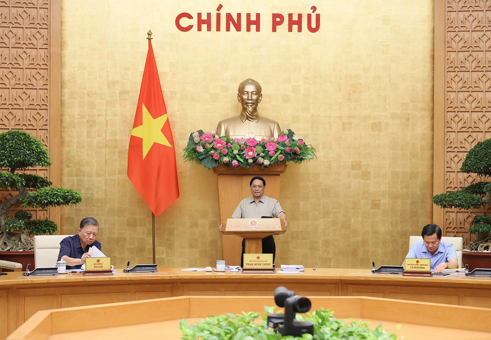 Thủ tướng Phạm Minh Chính chủ trì phiên họp. (Ảnh: Dương Giang/TTXVN)