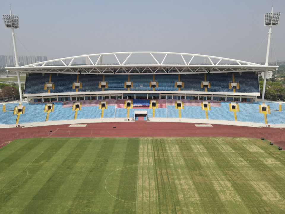 Sân vận động quốc gia Mỹ Đình đã hoàn tất công tác chuẩn bị, sẵn sàng phục vụ SEA Games 31. (Ảnh: Minh Quyết/TTXVN)