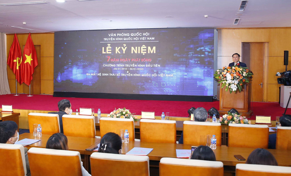 Chủ tịch Quốc hội Vương Đình Huệ phát biểu chỉ đạo. (Ảnh: Doãn Tấn/TTXVN)