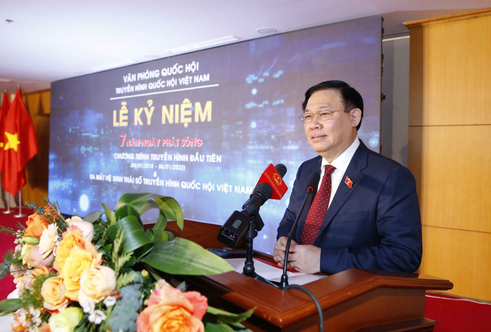 Chủ tịch Quốc hội Vương Đình Huệ phát biểu chỉ đạo. (Ảnh: Doãn Tấn/TTXVN)