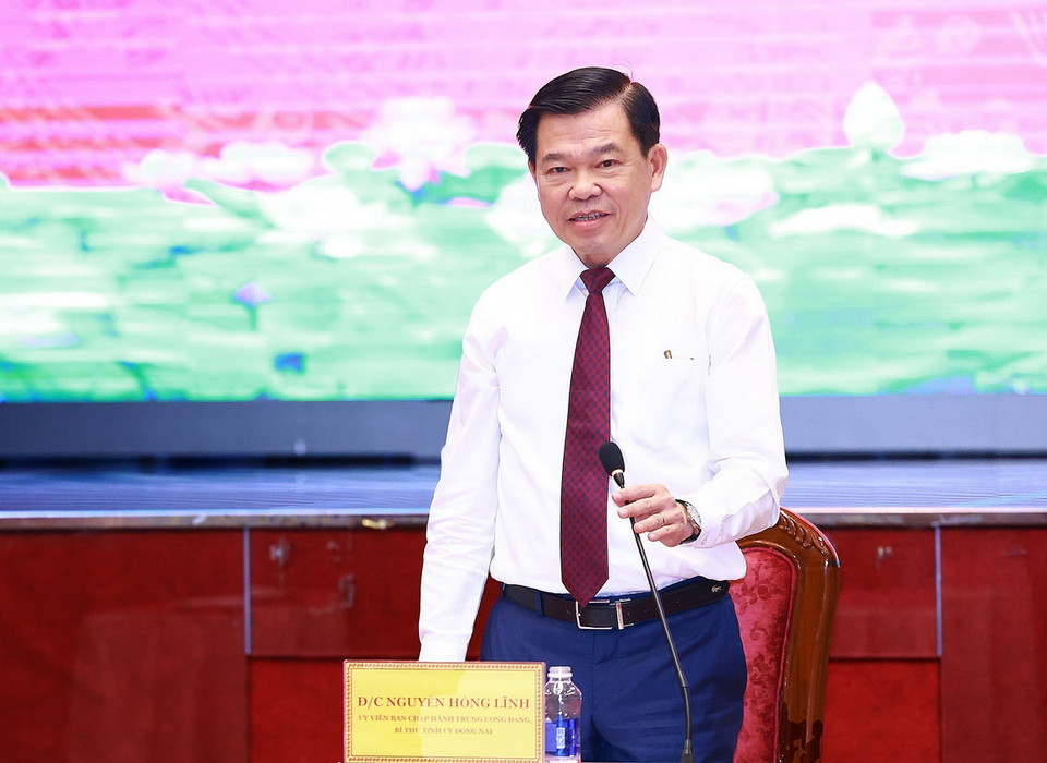 Bí thư Tỉnh ủy Đồng Nai Nguyễn Hồng Lĩnh phát biểu. (Ảnh: Dương Giang/TTXVN)