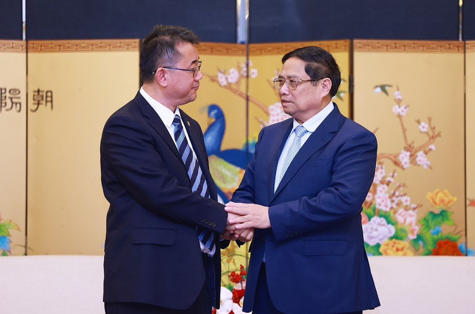 Thủ tướng Phạm Minh Chính tiếp ông Zhang Deliang, Phó Chủ tịch Tập đoàn Xây dựng năng lượng Trung Quốc (Energy China). (Ảnh: Dương Giang/TTXVN)