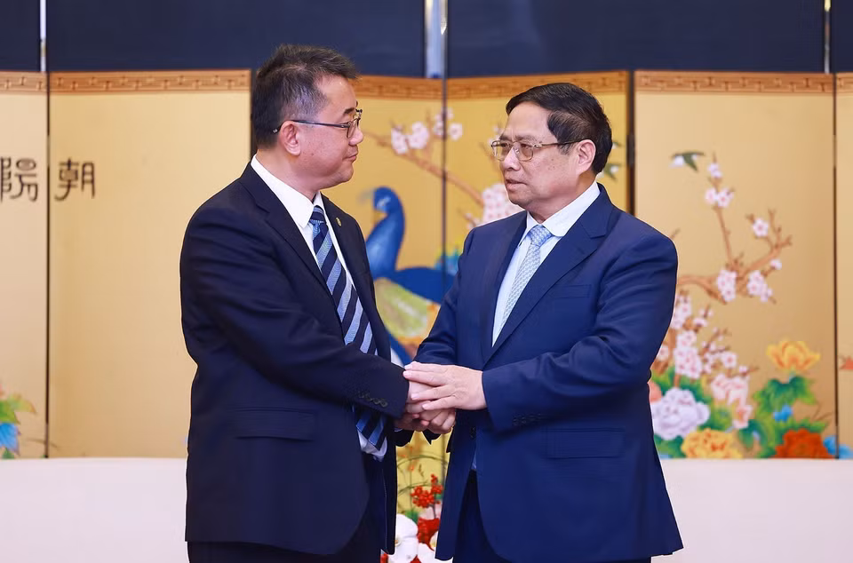 Thủ tướng Phạm Minh Chính tiếp ông Zhang Deliang, Phó Chủ tịch Tập đoàn Xây dựng năng lượng Trung Quốc (Energy China). (Ảnh: Dương Giang/TTXVN)