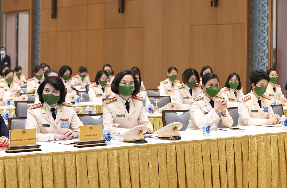 Các đại biểu dự Đại hội Phụ nữ Bộ Công an lần IX, nhiệm kỳ 2021-2026. (Ảnh: Dương Giang/TTXVN)