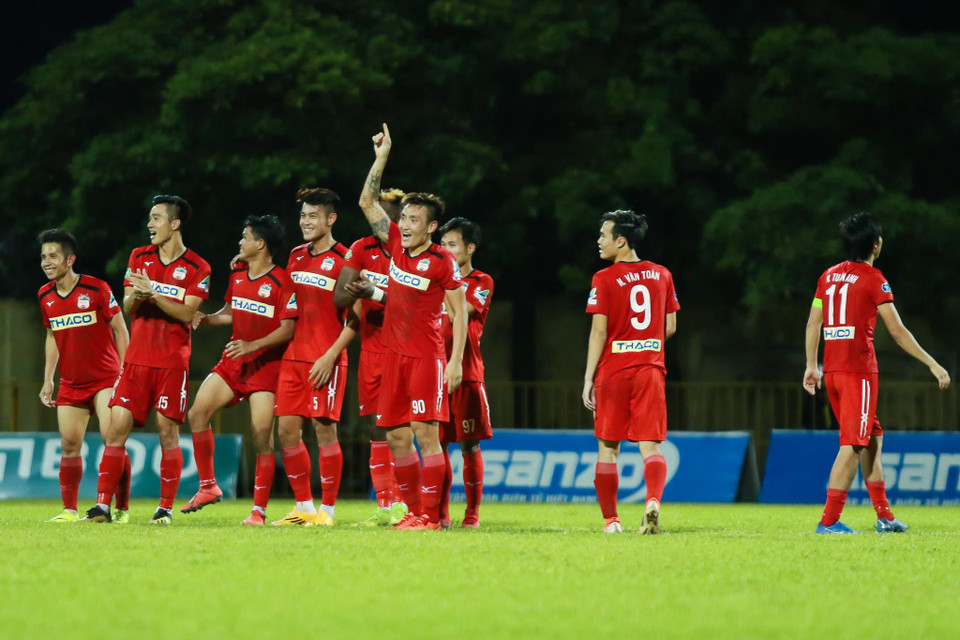 Tại đây, Hoàng Anh Gia Lai thể hiện bản lĩnh tốt hơn khi giành chiến thắng 5-4. (Ảnh: Nguyên An/Vietnam+)