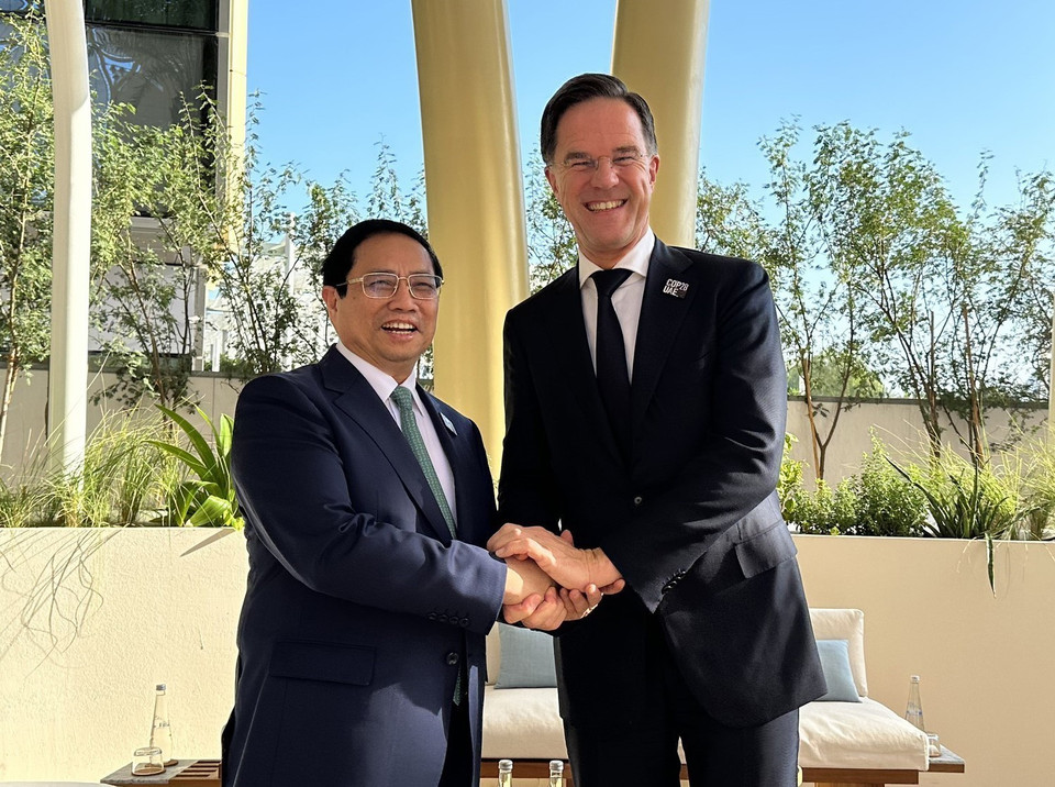 Thủ tướng Phạm Minh Chính gặp Thủ tướng Hà Lan Mark Rutte. (Ảnh: TTXVN phát)