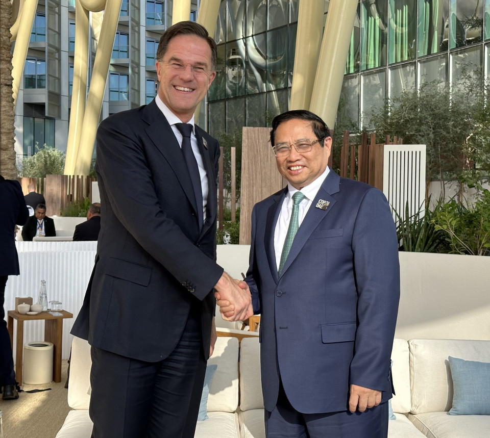 Thủ tướng Phạm Minh Chính gặp Thủ tướng Hà Lan Mark Rutte. (Ảnh: TTXVN phát)