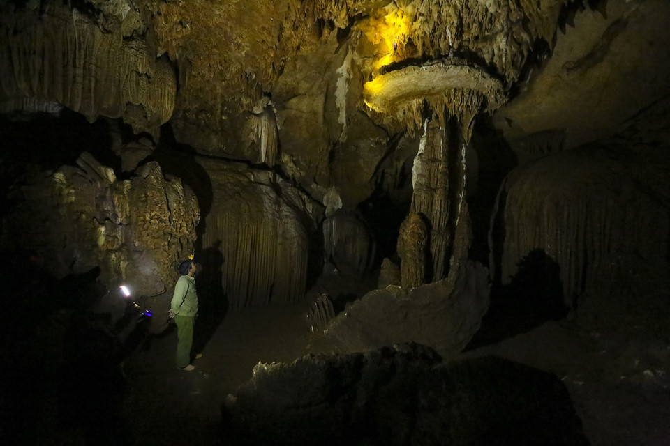 Trong hang có rất nhiều nhũ đá tạo nên vẻ đẹp huyền bí. (Ảnh: Phan Tuấn Anh/TTXVN)