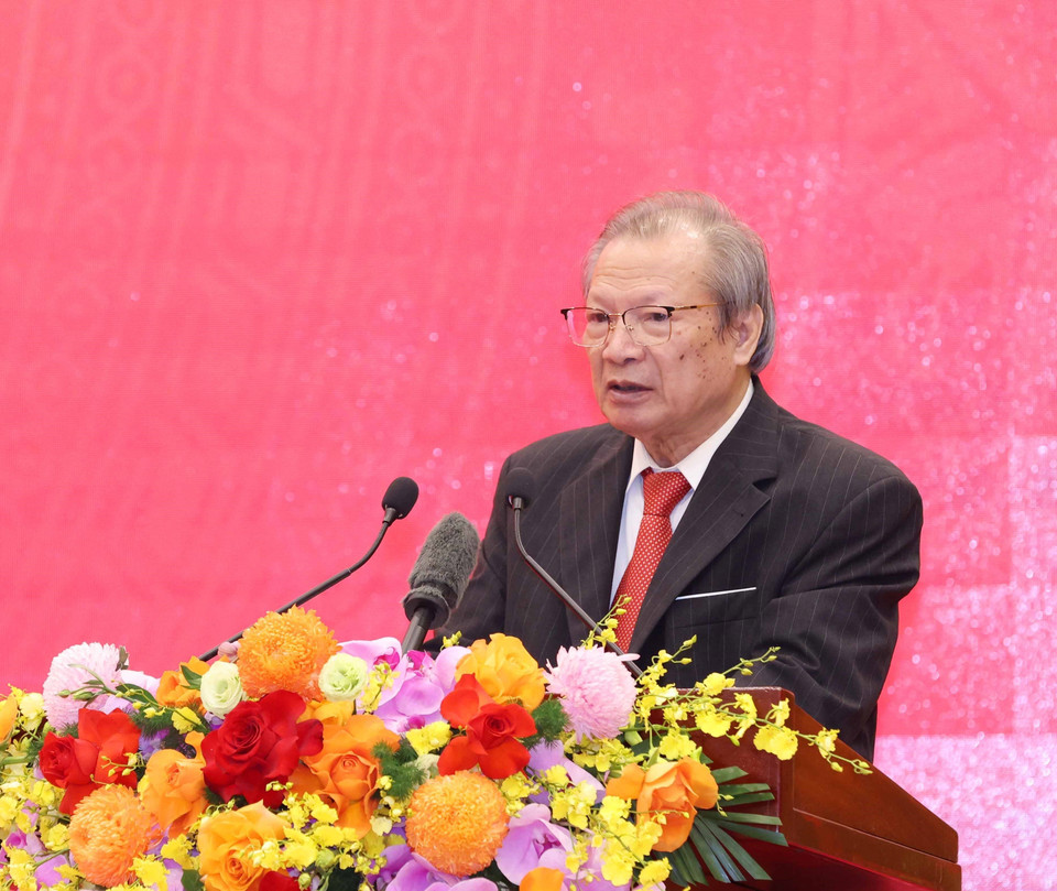 Đồng chí Nguyễn Văn Son, nguyên Ủy viên Trung ương Đảng, nguyên Trưởng Ban Đối ngoại Trung ương phát biểu tại Lễ kỷ niệm. (Ảnh: Phương Hoa/TTXVN)