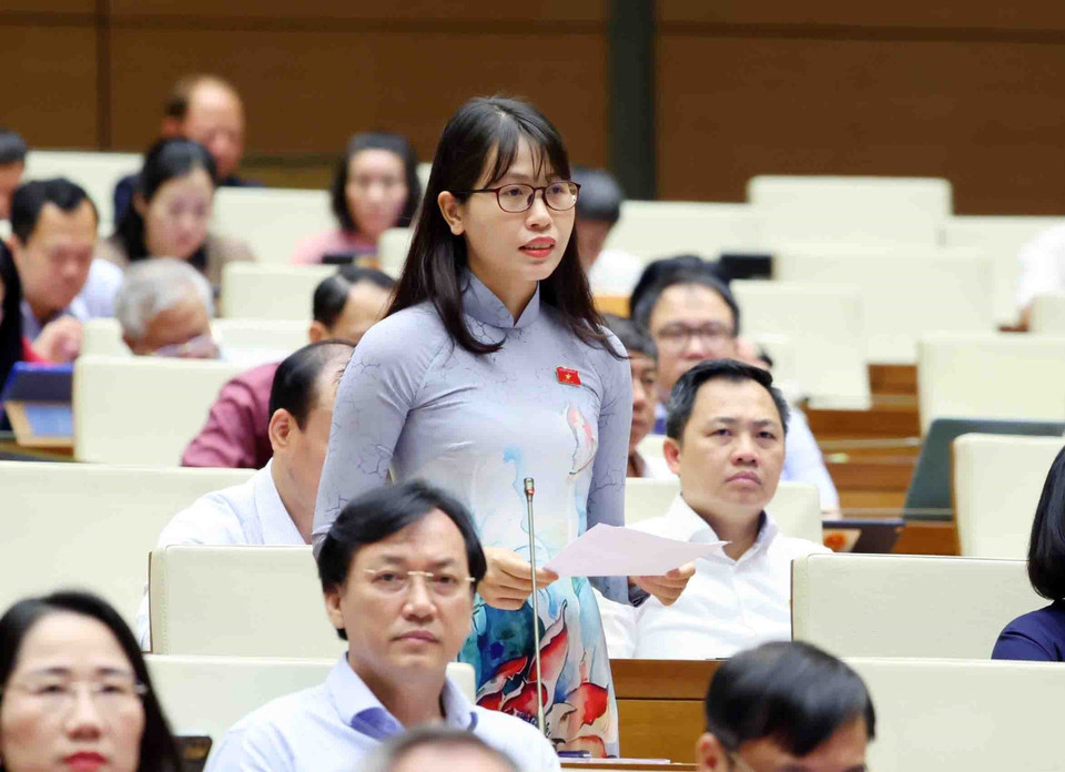 Đại biểu Quốc hội tỉnh Nam Định Trần Thị Quỳnh phát biểu. (Ảnh: Phạm Kiên/TTXVN)