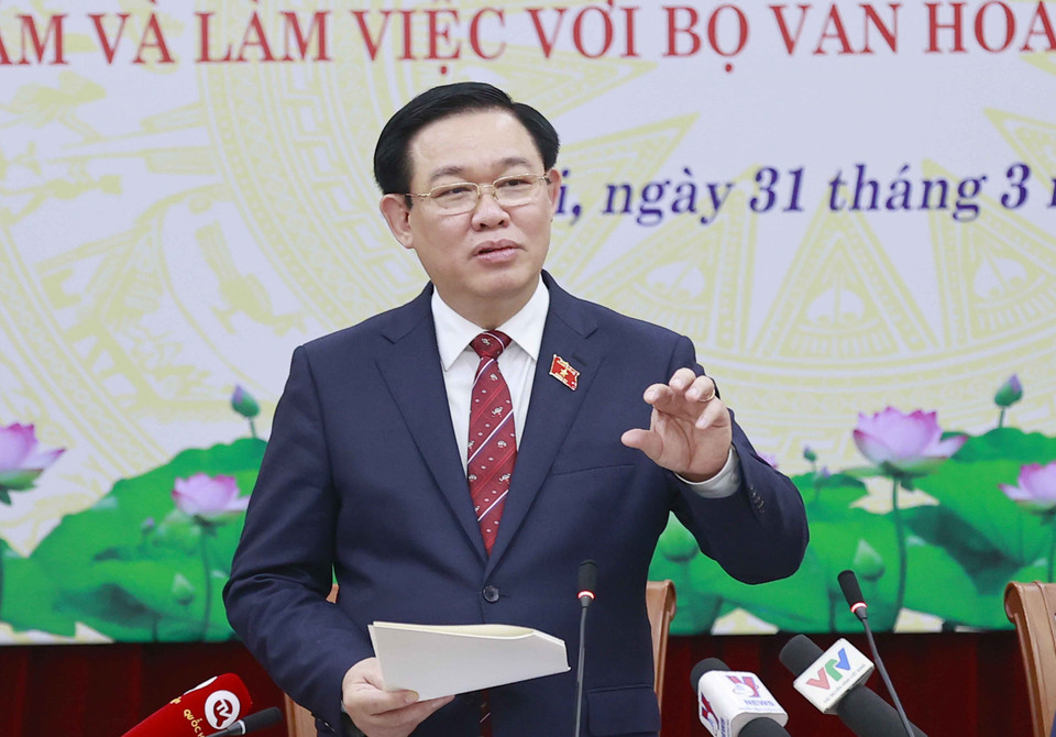 Chủ tịch Quốc hội Vương Đình Huệ phát biểu. (Ảnh: Doãn Tấn/TTXVN)