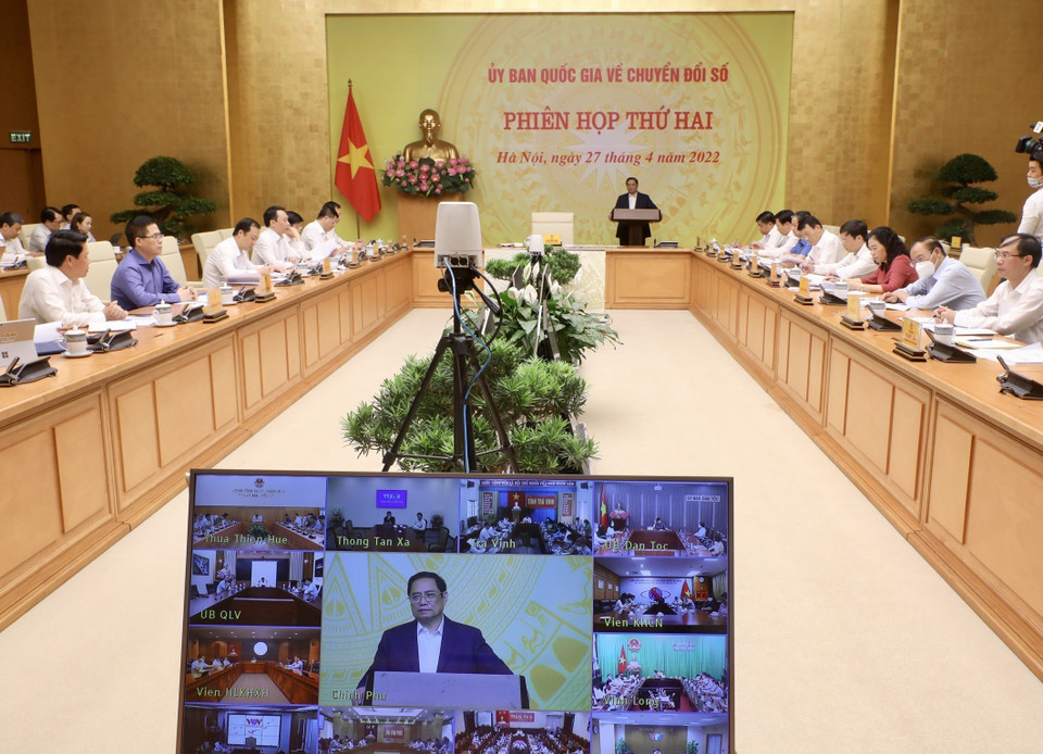 Hội nghị được kết nối trực tuyến đến các tỉnh, thành phố trên cả nước. (Ảnh: Lâm Khánh/TTXVN)