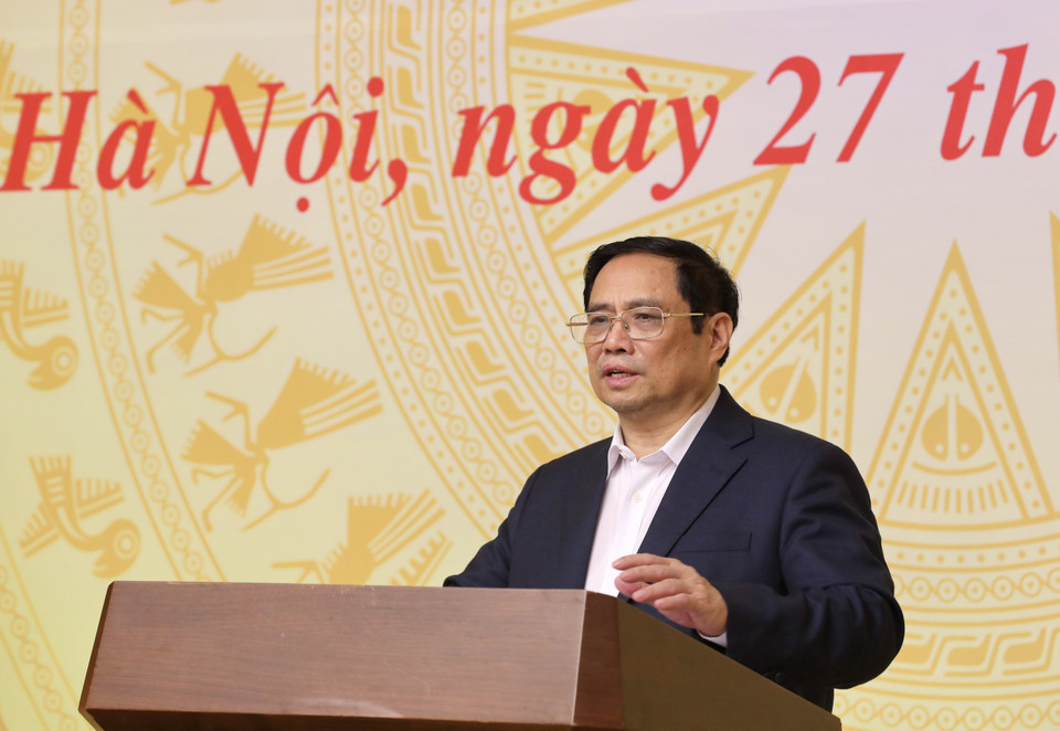 Thủ tướng Phạm Minh Chính phát biểu chỉ đạo. (Ảnh: Lâm Khánh/TTXVN)