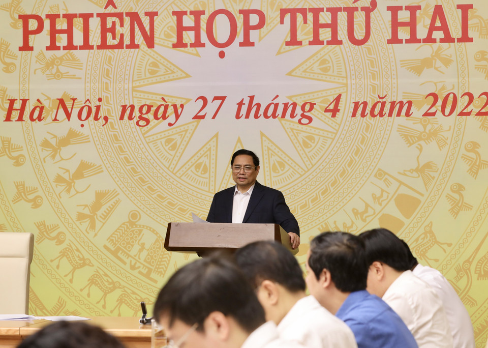Hình ảnh Thủ tướng Phạm Minh Chính phát biểu chỉ đạo. (Ảnh: Lâm Khánh/TTXVN)