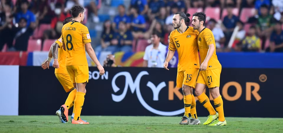 Tuy nhiên, ngay khi hiệp 1 khép lại, U23 Australia đã bất ngờ có bàn gỡ hòa do công của Nicholas D'Agostino. (Nguồn: AFC)