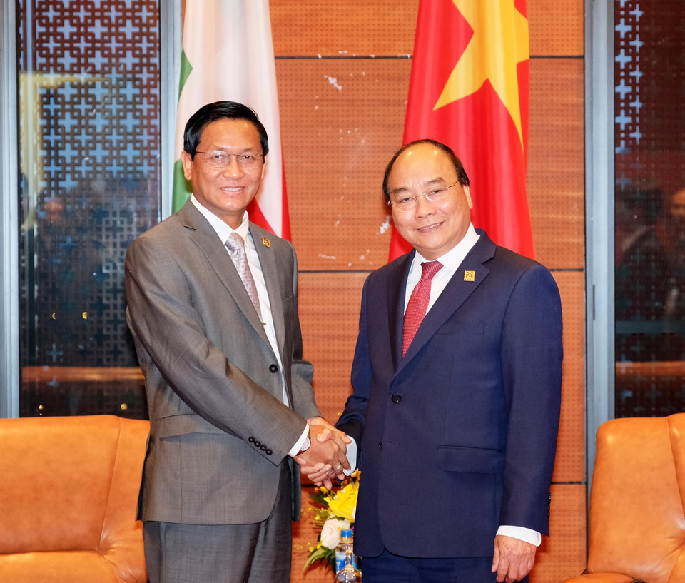  Thủ tướng Nguyễn Xuân Phúc tiếp Phó Tổng thống Myanmar U Henry Van Thio. (Nguồn: TTXVN) 