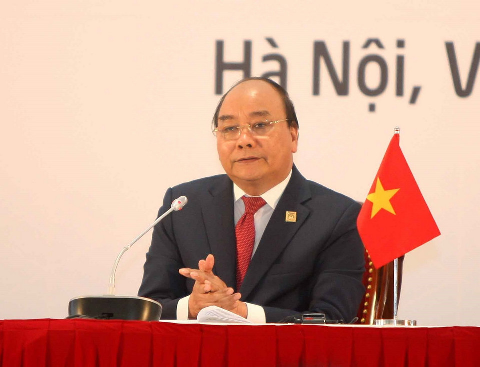 Thủ tướng Chính phủ Việt Nam Nguyễn Xuân Phúc phát biểu tại cuộc họp báo. (Ảnh: TTXVN)