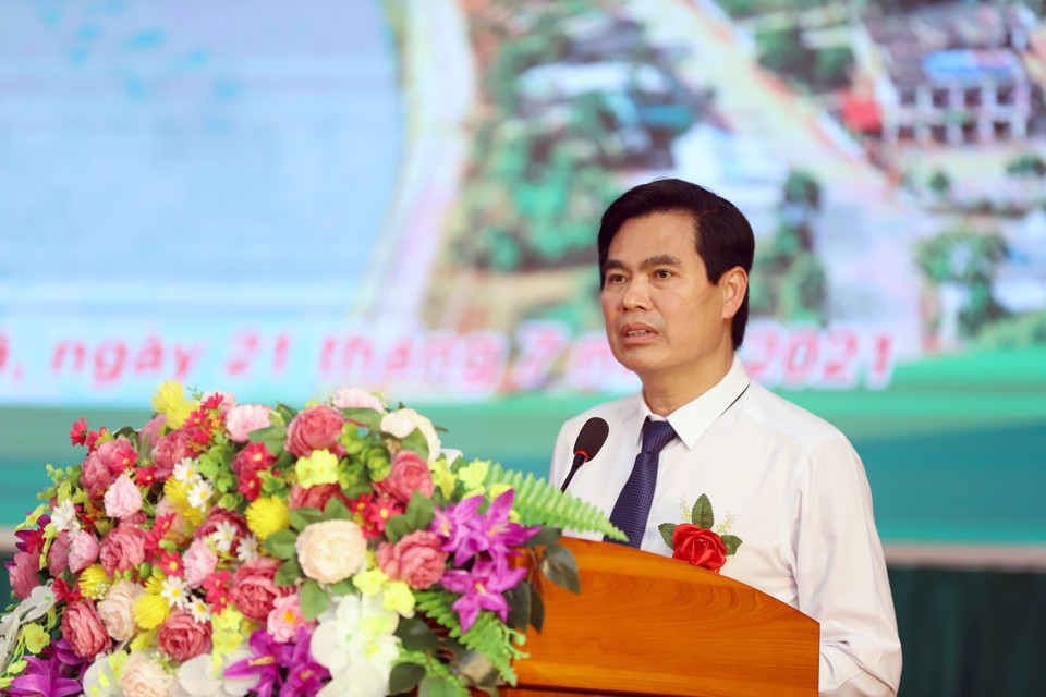 Chủ tịch Ủy ban Nhân dân tỉnh Sơn La Hoàng Quốc Khánh phát biểu tại lễ công bố. (Ảnh: Quang Quyết/TTXVN)