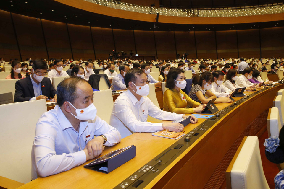 Đoàn đại biểu Quốc hội tỉnh Nam Định. (Ảnh: Doãn Tấn/TTXVN)