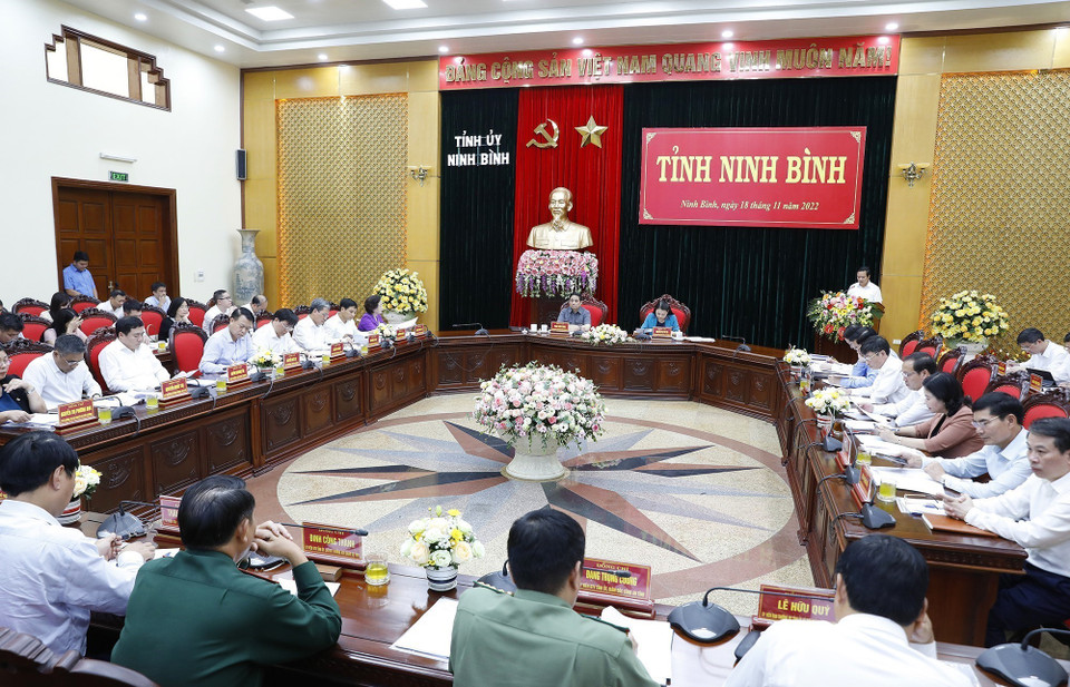 Quang cảnh buổi làm việc. (Ảnh: Dương Giang/TTXVN)