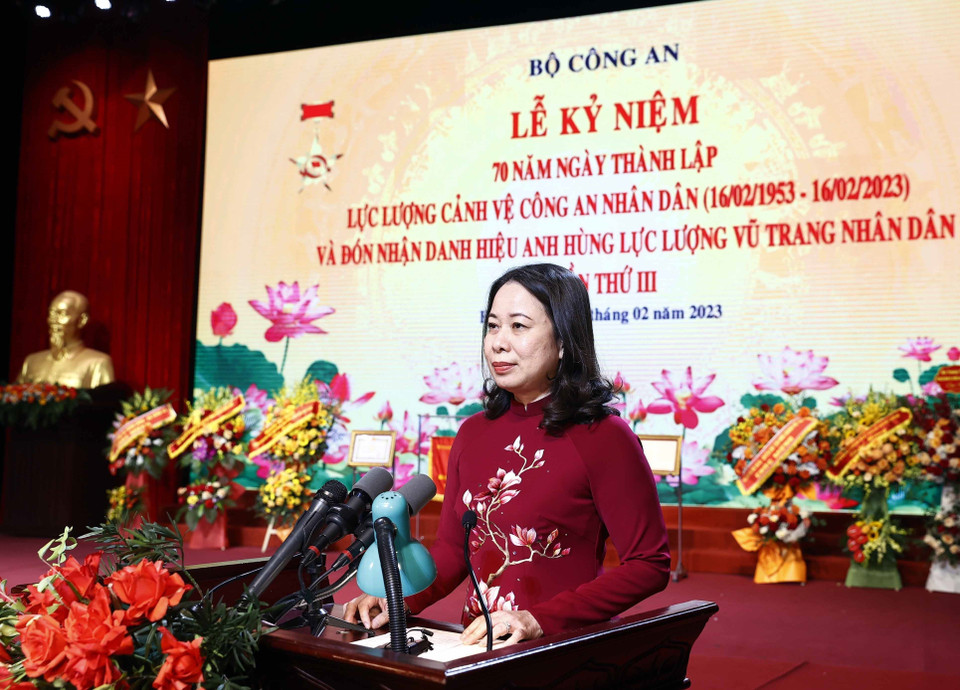 Quyền Chủ tịch nước Võ Thị Ánh Xuân phát biểu. (Ảnh: Thống Nhất/TTXVN)