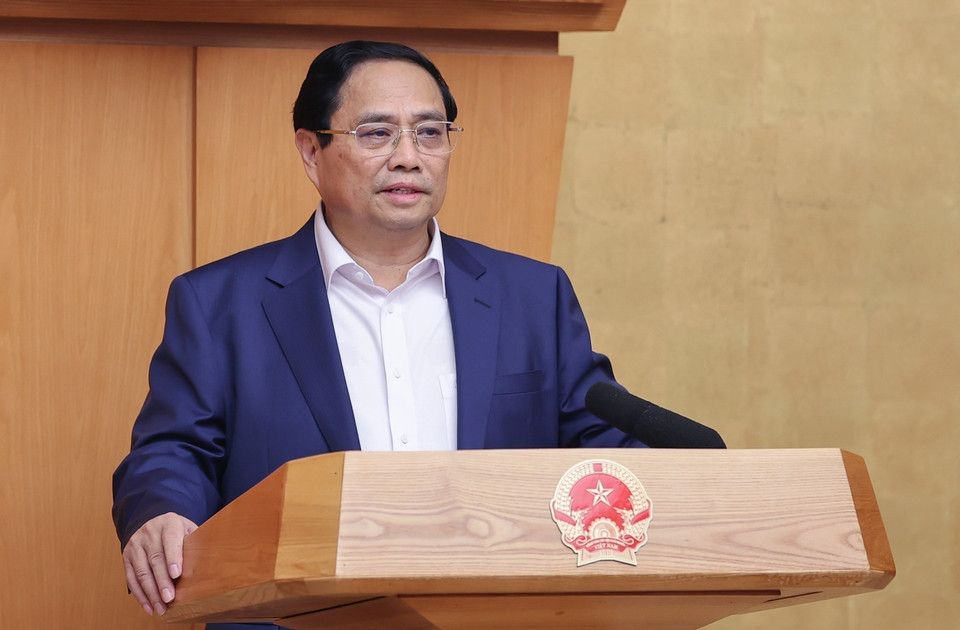 Thủ tướng Phạm Minh Chính chủ trì phiên họp Chính phủ thường kỳ tháng 3 năm 2024 và Hội nghị Chính phủ với địa phương. (Ảnh: Dương Giang/TTXVN)