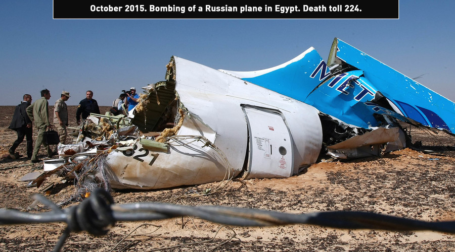 Tháng 10/2015, vụ nổ bom trên máy bay Airbus A321 của Nga ở bán đảo Sinai Ai Cập đã cướp đi sinh mạng của 224 người. (Nguồn: RIA Novosti)