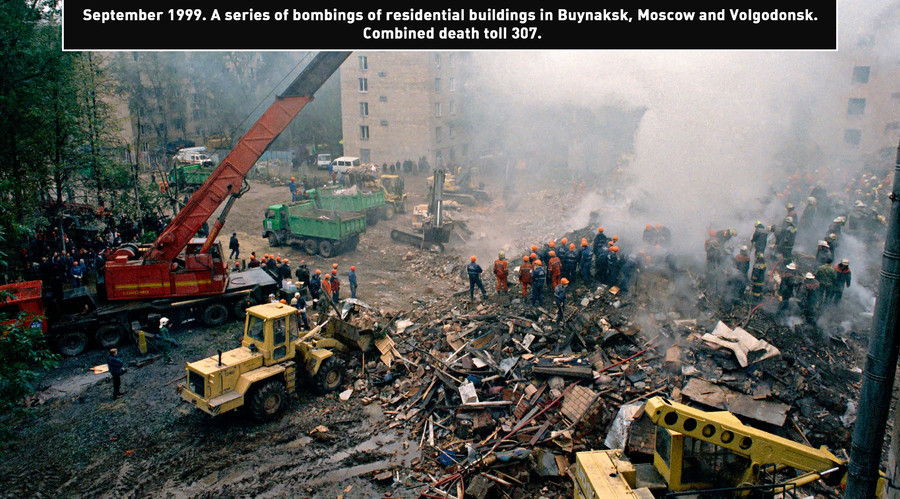 Tháng 9/1999, hàng loạt vụ đánh bom vào các khu dân cư ở Buynaksk, Moscow và Volgodonsk khiến 307 người thiệt mạng. (Nguồn: RIA Novosti)