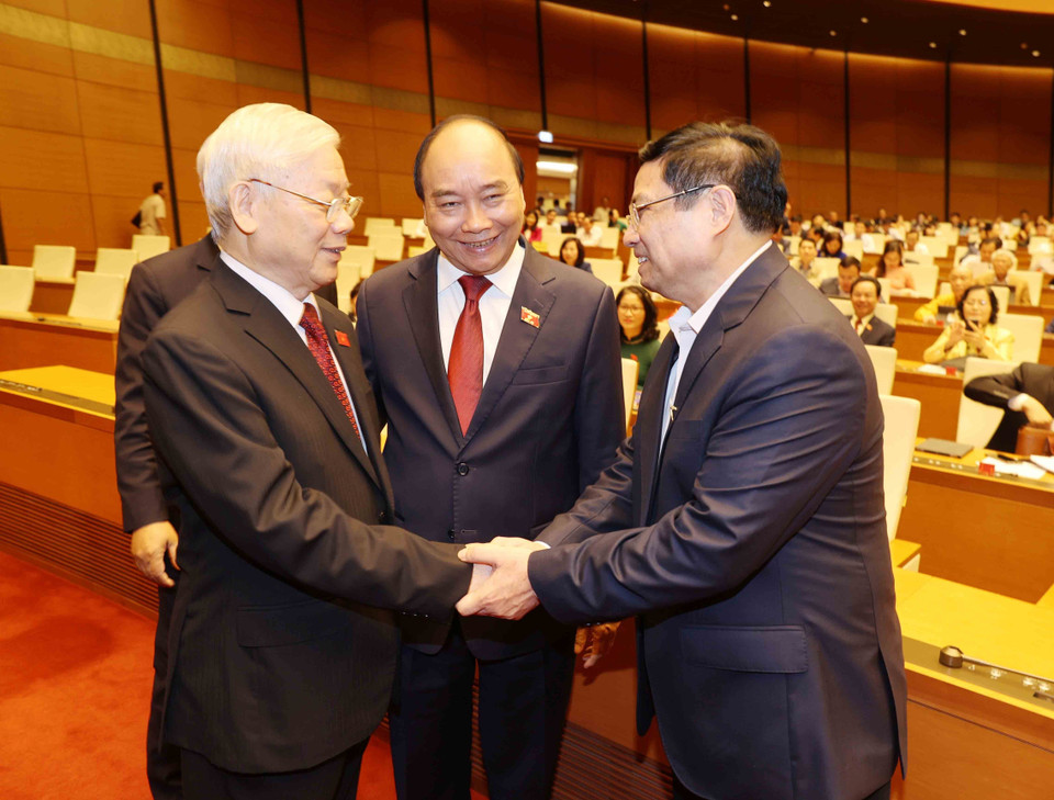 Tổng Bí thư Nguyễn Phú Trọng dự phiên họp. (Ảnh: Trí Dũng/TTXVN)