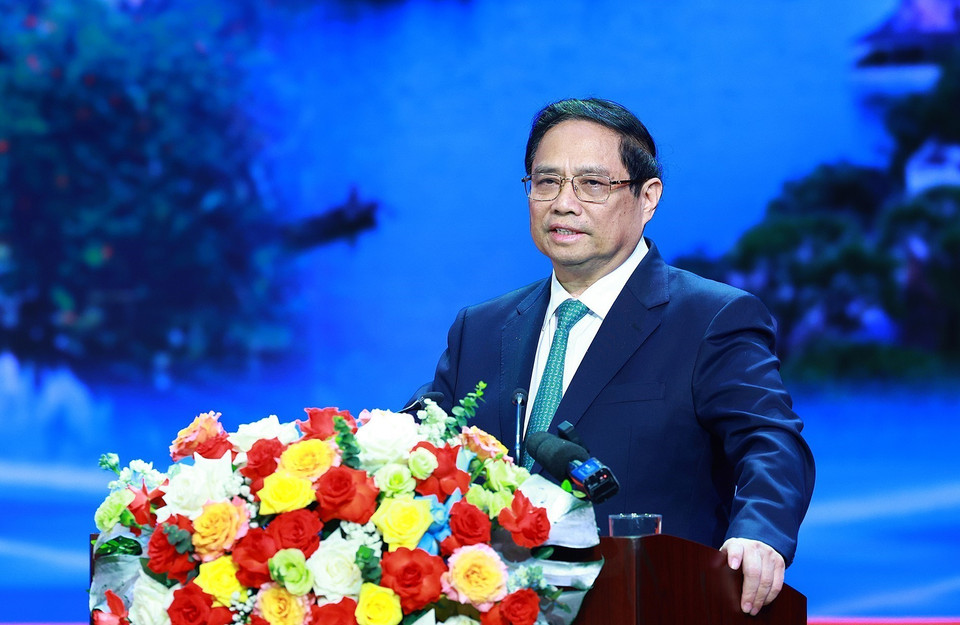 Thủ tướng Phạm Minh Chính phát biểu chỉ đạo hội nghị. (Ảnh: Dương Giang/TTXVN)
