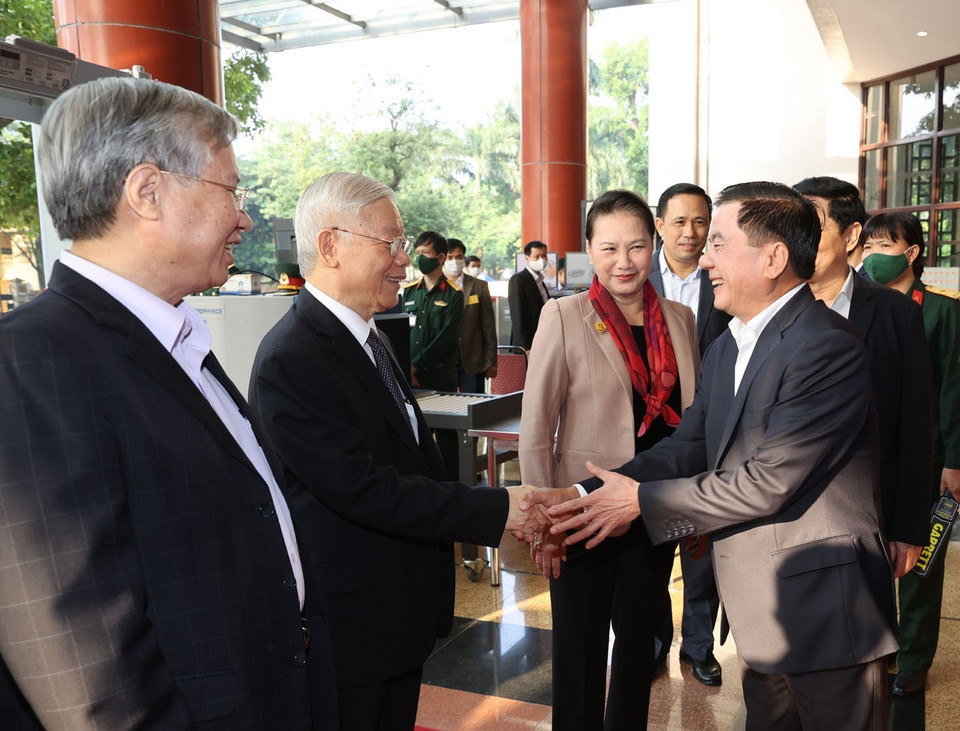 Tổng Bí thư, Chủ tịch nước Nguyễn Phú Trọng đến dự Hội nghị. (Ảnh: Trí Dũng/TTXVN)