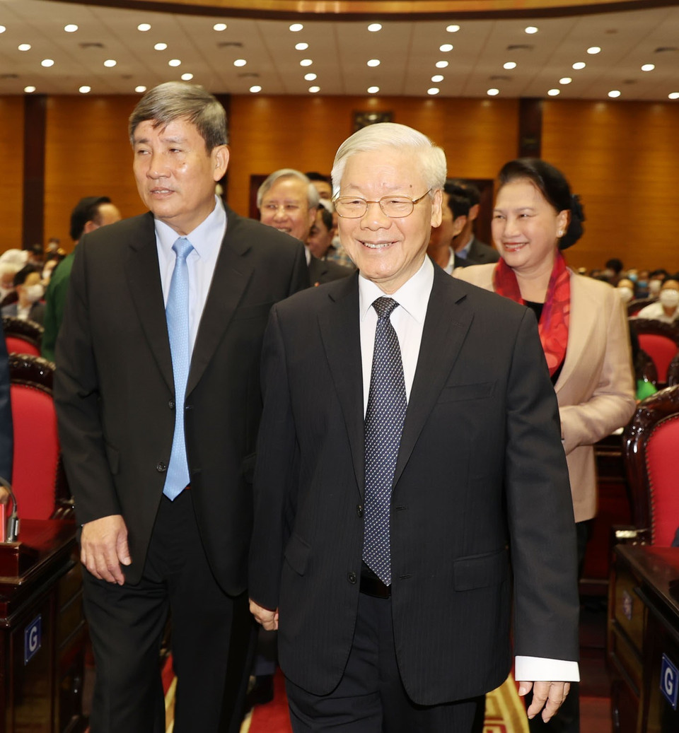 Tổng Bí thư, Chủ tịch nước Nguyễn Phú Trọng đến dự Hội nghị. (Ảnh: Trí Dũng/TTXVN)